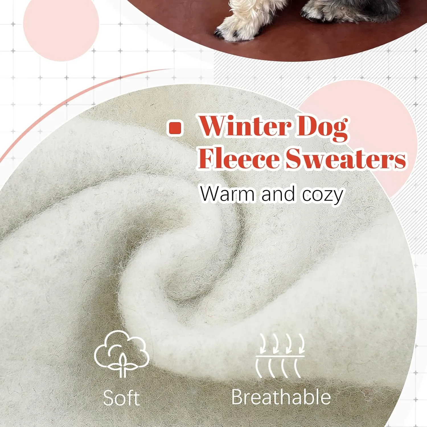 FUAMEY Dog Hoodie, Winter Dog Fleece Sweatshirt, Warm Pet Pullover with Pocket, Soft, Red, XXS-L