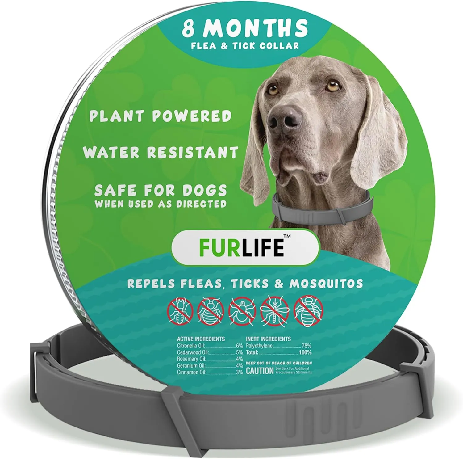 FurLife Flea and Tick Collar for Dogs  Waterproof Grey Dog Collar, Pet Supplies for Tick and Flea Prevention for Dogs, Safe for All Breeds