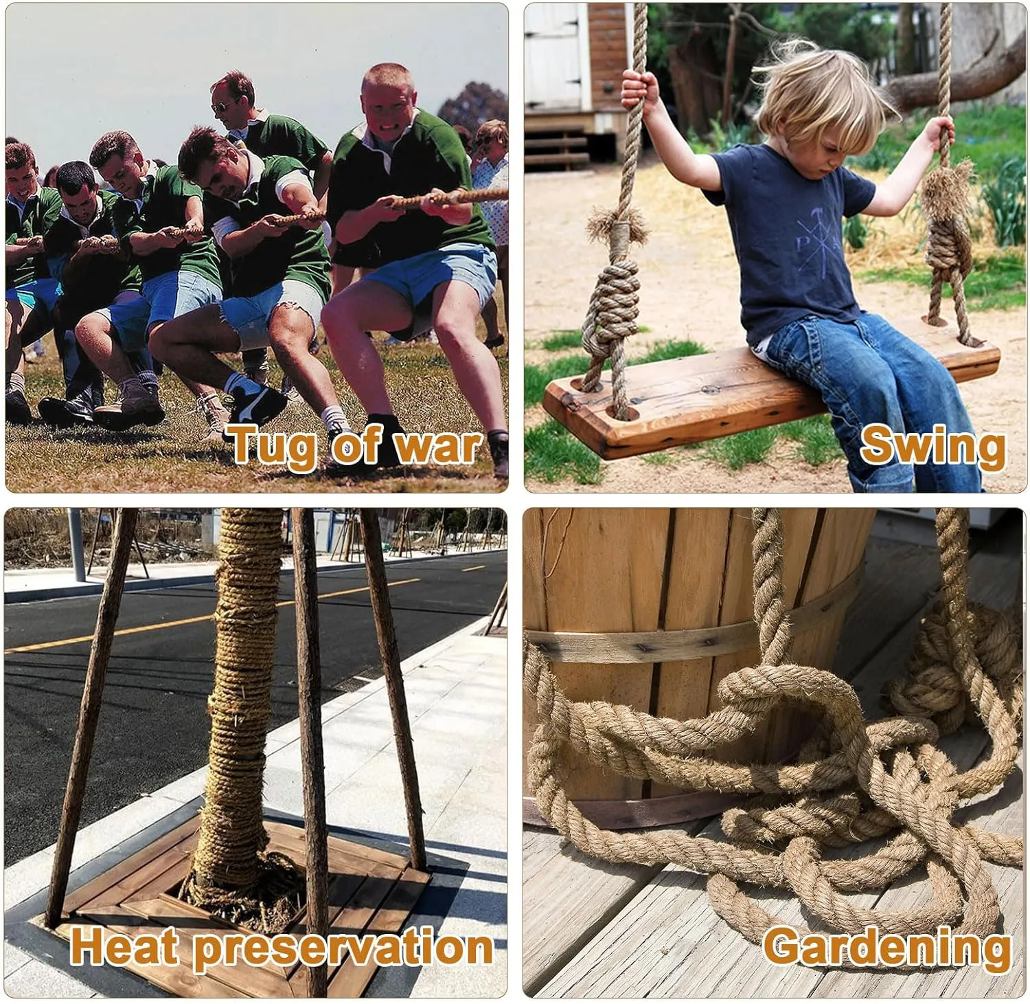 Jute Rope, 3/4 Inch x 50 FT, Heavy Duty, Brown, Rustic, Perfect for Home Decor, Crafts, Landscaping, Cat Scratching Posts, Camping
