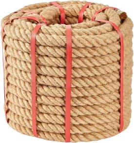 Jute Rope, 3/4 Inch x 50 FT, Heavy Duty, Brown, Rustic, Perfect for Home Decor, Crafts, Landscaping, Cat Scratching Posts, Camping