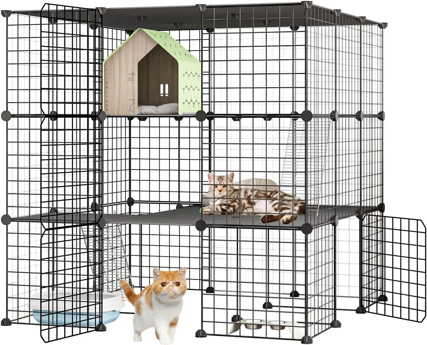 Large Cat Cage, Playpen Detachable Metal Wire Indoor DIY Kennels Crate Large Exercise Place Ideal for 1-4 Cats (41L x 41W x 41H)