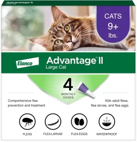 Large Cat Vet-Recommended Flea Treatment & Prevention | Cats over 9 Lbs. | 4-Month Supply