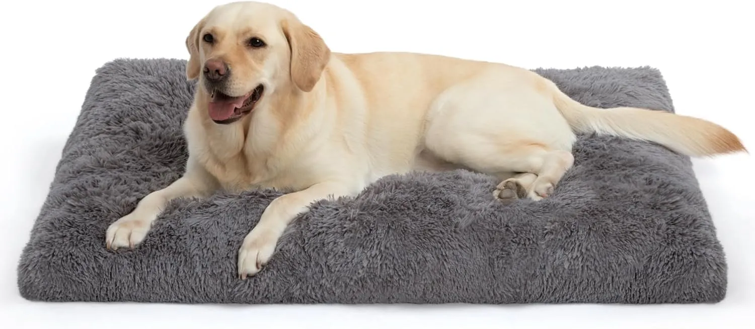 Large Dog Bed Crate Pad Mat for Cages Washable Bed for Large Medium Size Dog Soft Kennel Pad Anti-Slip Pet Bed,35" x 23",Dark Grey