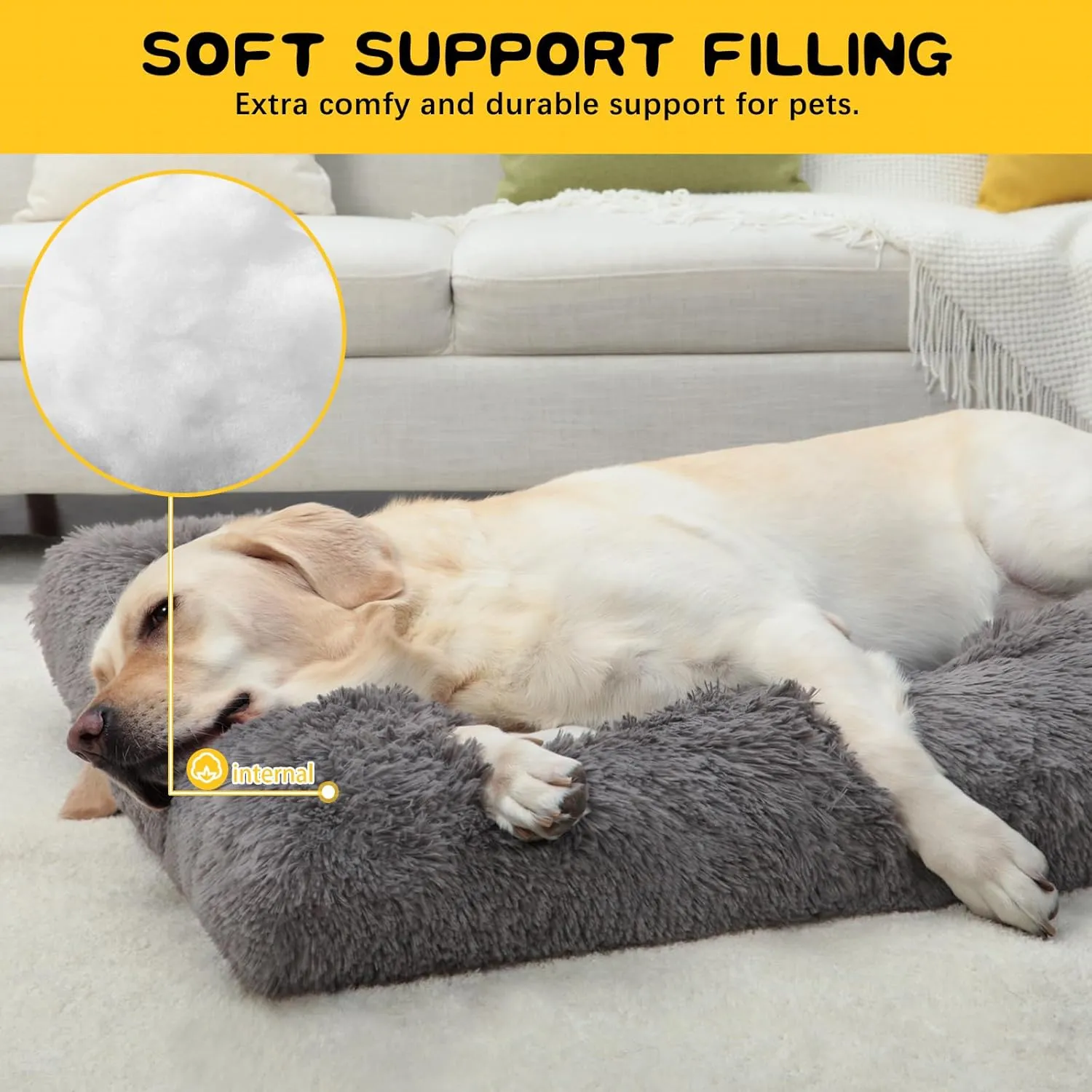 Large Dog Bed Crate Pad Mat for Cages Washable Bed for Large Medium Size Dog Soft Kennel Pad Anti-Slip Pet Bed,35" x 23",Dark Grey