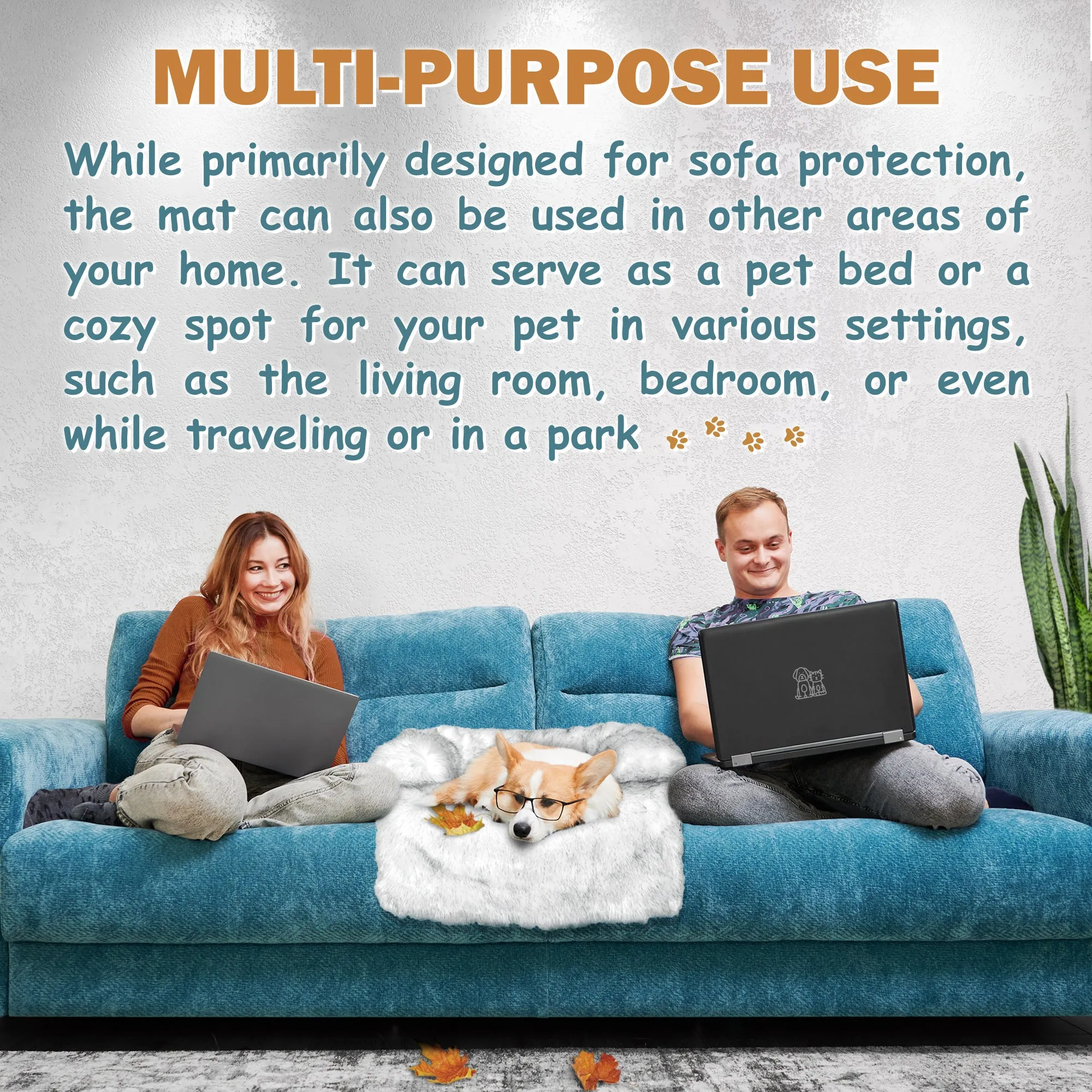Large Luxury Fur Dog Bed Sofa Protector Calming Dog Bed, Furniture Protector