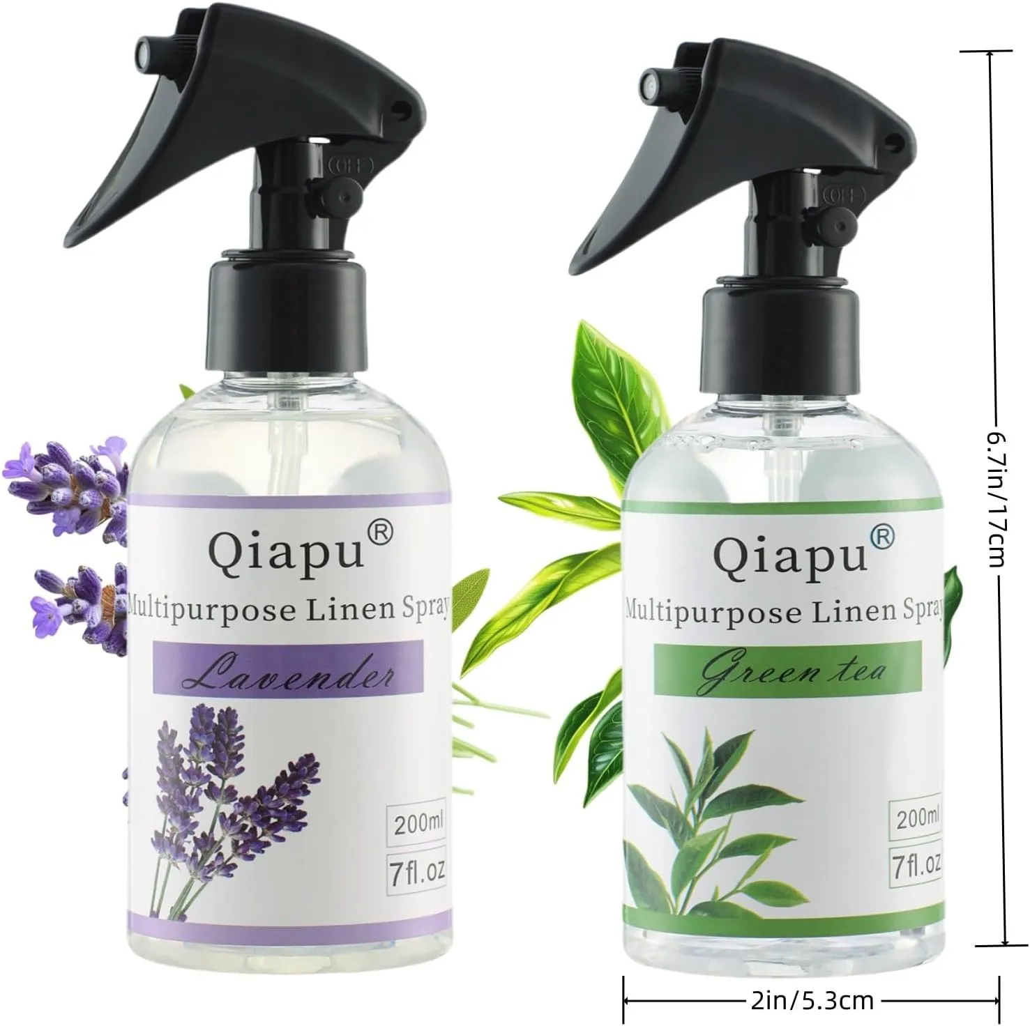 Lavender & Green Tea Linen Spray  Natural Air Freshener Mist for Pillows, Sheets, and Fabrics with Essential Oils for Relaxation and Sleep 2PCS