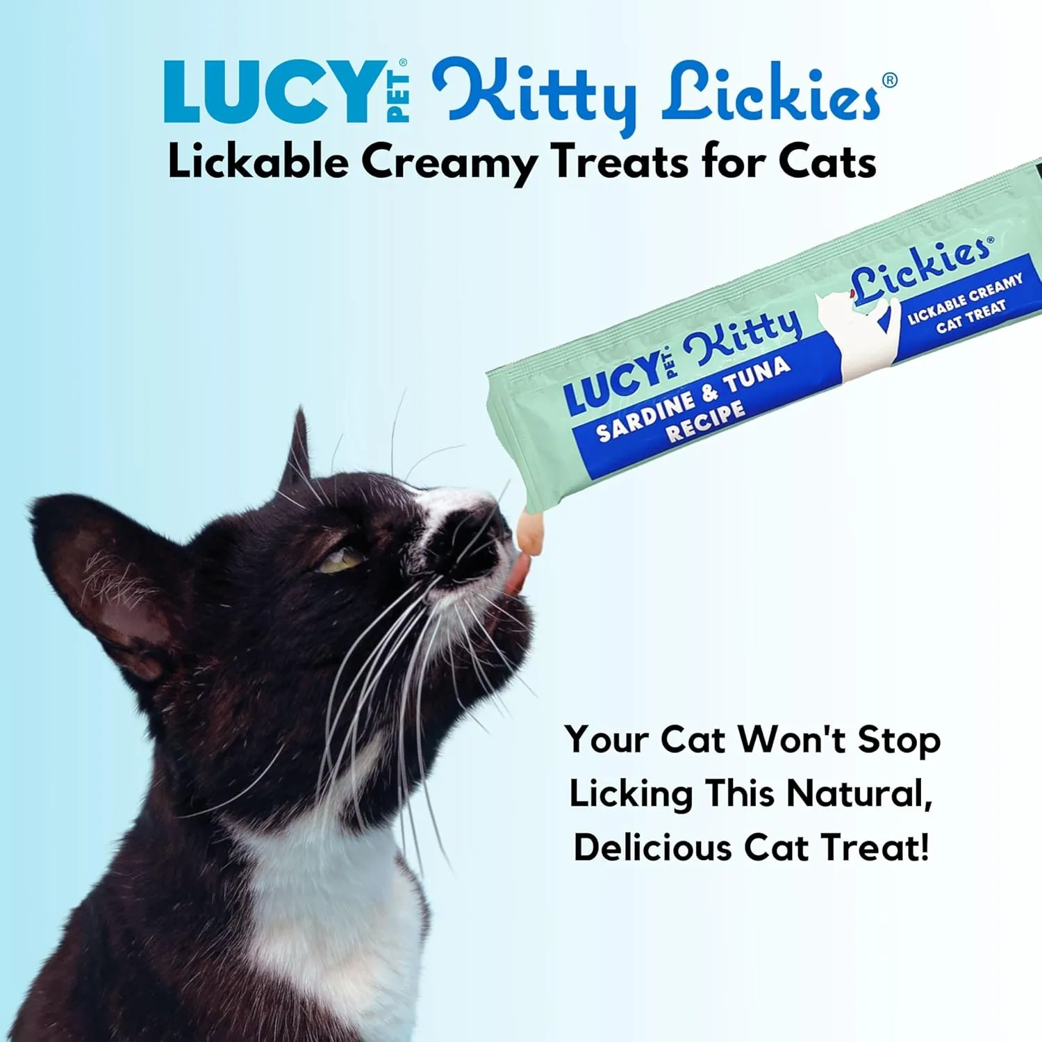 Lucy Pet Products Kitty Lickies Creamy Lickable Cat Treat, Sardine and Tuna Recipe, 2oz.