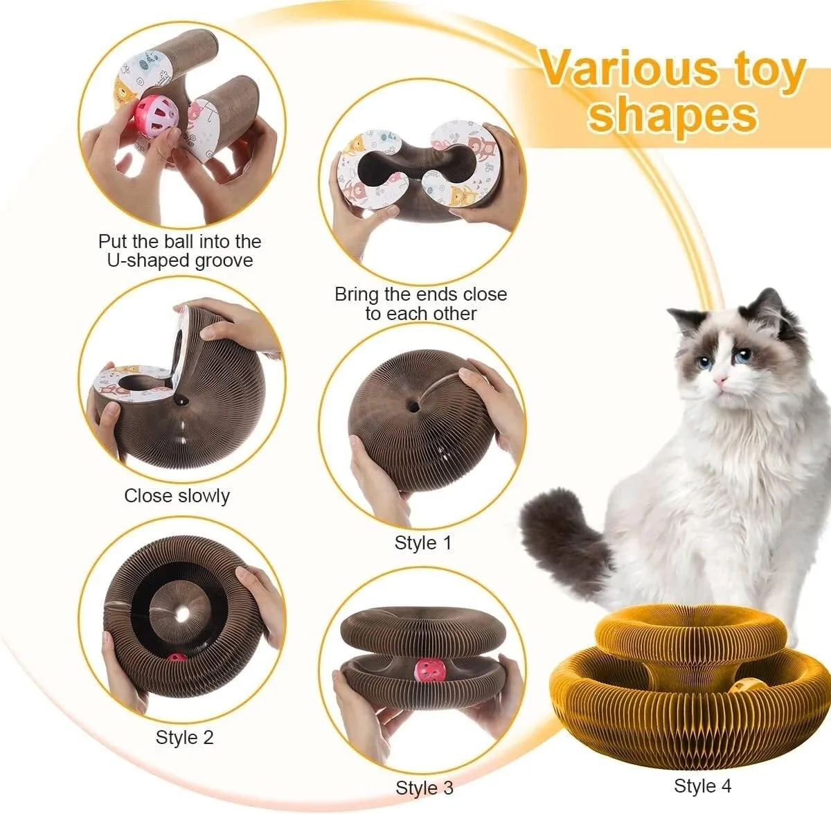 Magic Organ Cat Scratch Board Cat Toys With Ball Bell Cat Scratcher Round Corrugated Toys for Cats Grinding Claws Climbing Frame