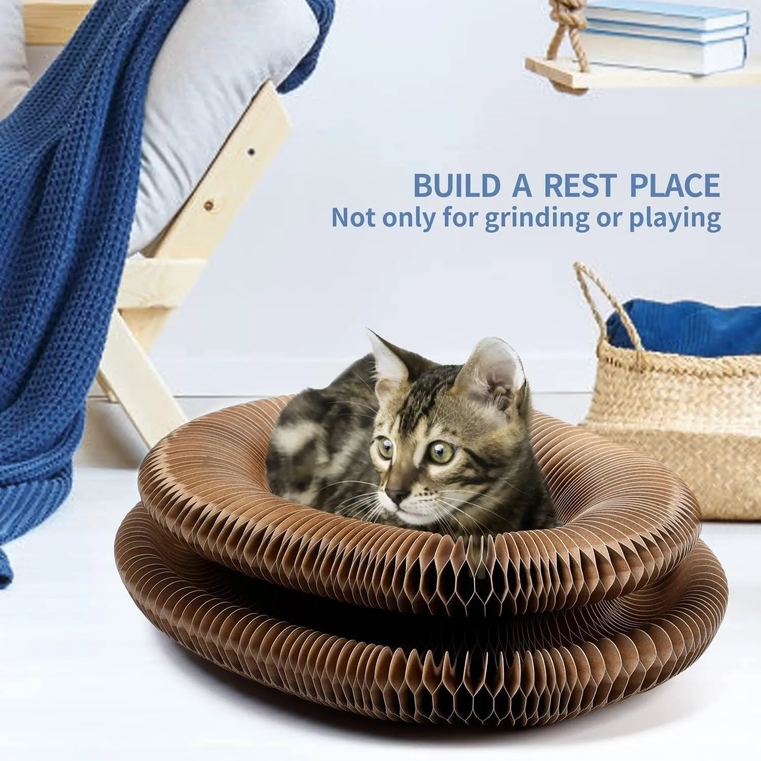 Magic Organ Cat Scratch Board Cat Toys With Ball Bell Cat Scratcher Round Corrugated Toys for Cats Grinding Claws Climbing Frame