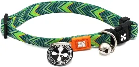 Max & Molly Fun & Whimsy Cat Collar w/Jingle Bell, Breakaway Safety Buckle, Adjustable Sizing & Smart ID Personalized Tag for Girl or Boy Cats/Kittens, Vintage Green Chevron