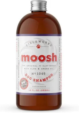 Moosh Natural Dog Shampoo  Promotes Healthy Hair, Coat and Skin. Helps Hot Spots, Dry Itchy Skin. Pet Odor Eliminator  Grooming Shampoo. Shea Butter, Argan Oil, Aloe Vera, Bentonite Clay