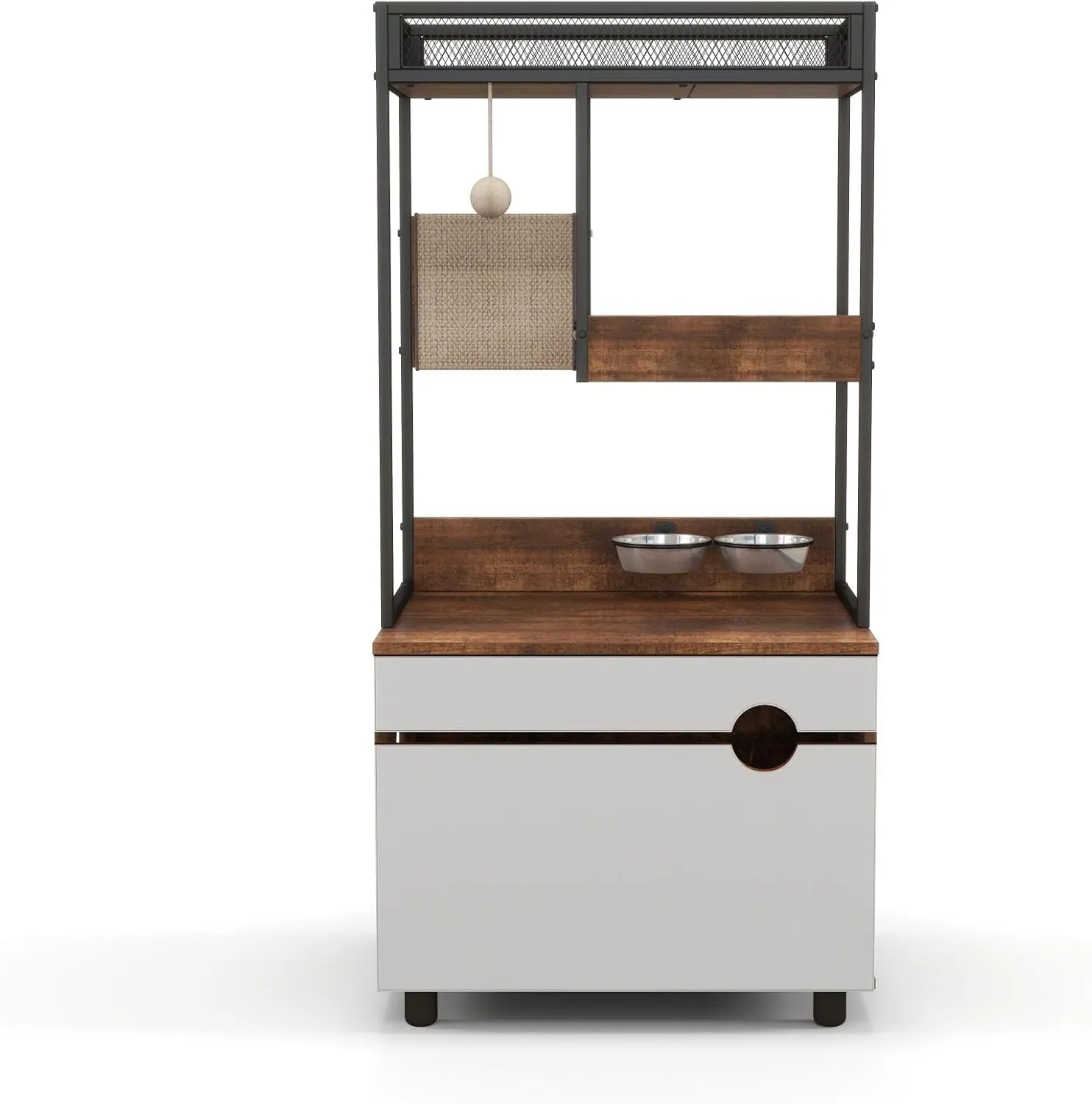 Multi-Functional Cat Litter Box Enclosure with Cat Tree & Storage
