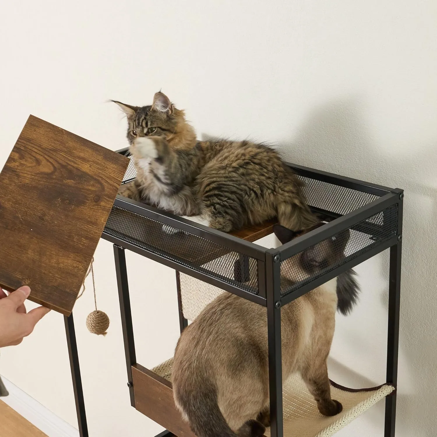 Multi-Functional Cat Litter Box Enclosure with Cat Tree & Storage