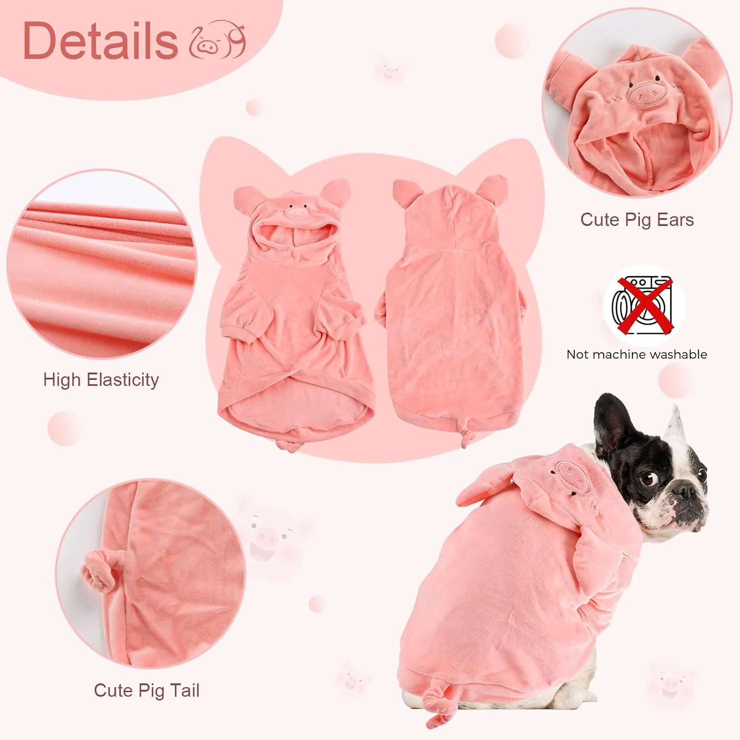 NACOCO Halloween Pig Dog Costume - Pet Christmas New Year Hoodie Warm Party Coat Outfit for Small and Medium Cat Dog Clothes(M)