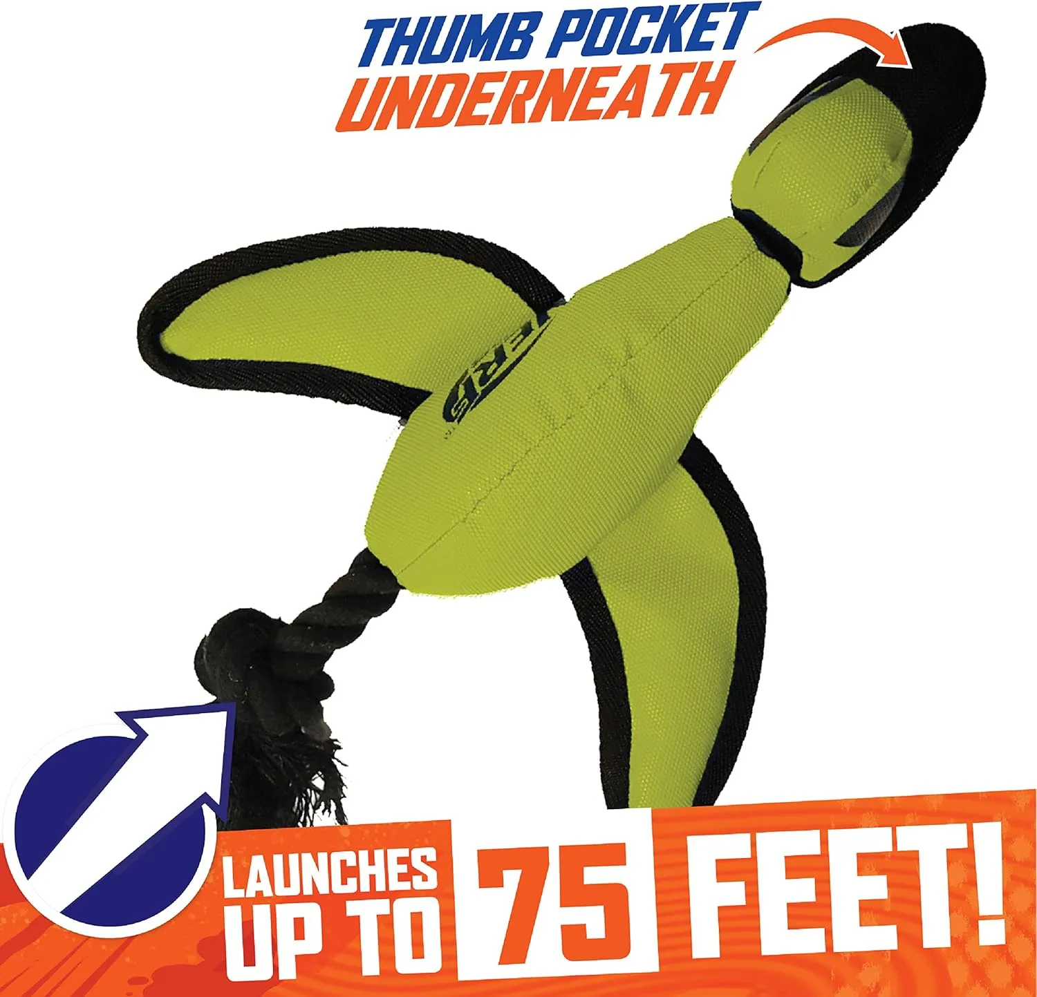 Nerf Dog Trackshot Launching Duck Dog Toy, 16.5 Dog Fetch Toy for Medium and Large Breeds, Green