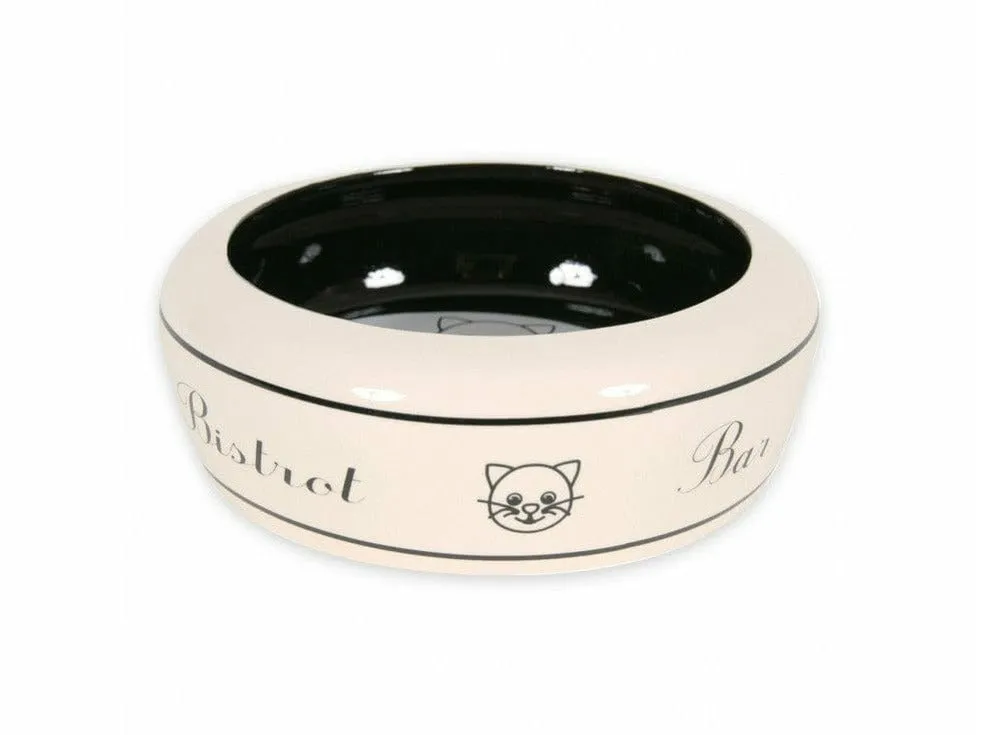 No Waste Ceramic Cat Bowl Bar - White 300ml