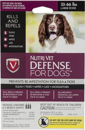 NutriVet Defense Flea Tick for Dog 1ea-XL; 66Lb; 4 pk