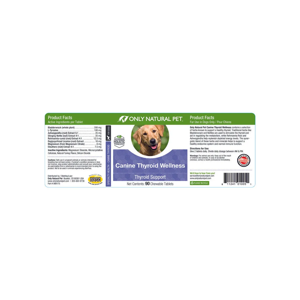 Only Natural Pet Canine Thyroid Wellness Supplement for Dogs