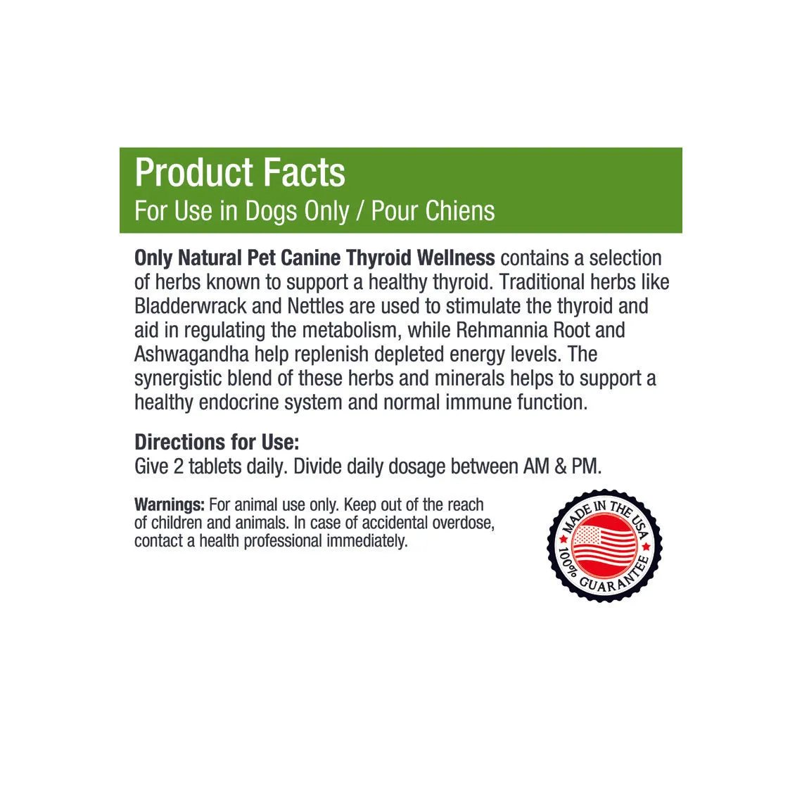 Only Natural Pet Canine Thyroid Wellness Supplement for Dogs