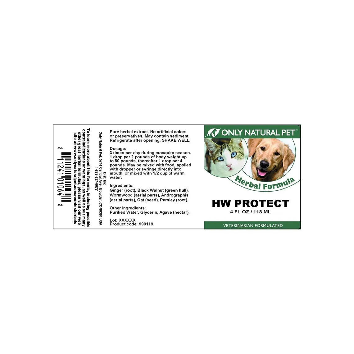 Only Natural Pet HW Protect Liquid Herbal Formula for Dogs & Cats