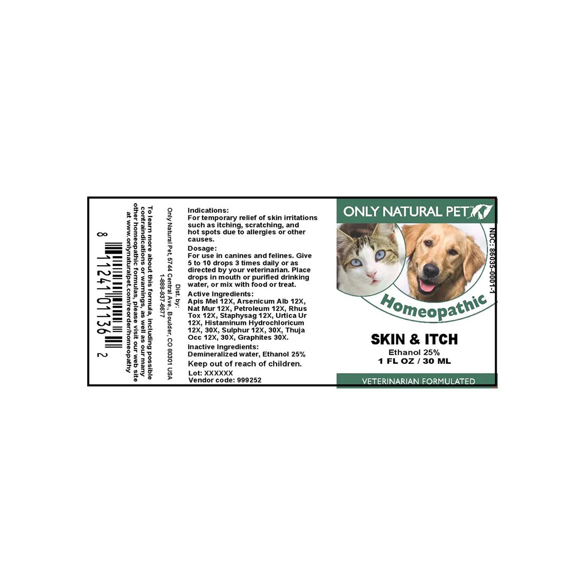 Only Natural Pet Skin & Itch Homeopathic Remedy