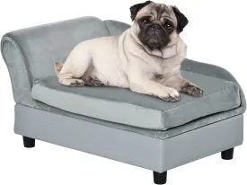 PawHut Luxury Fancy Dog Couch with Hidden Storage, Small Dog Sofa Bed with 2" Soft Foam, Modern Pet Furniture for Puppies & Little Breeds, Pale Gray