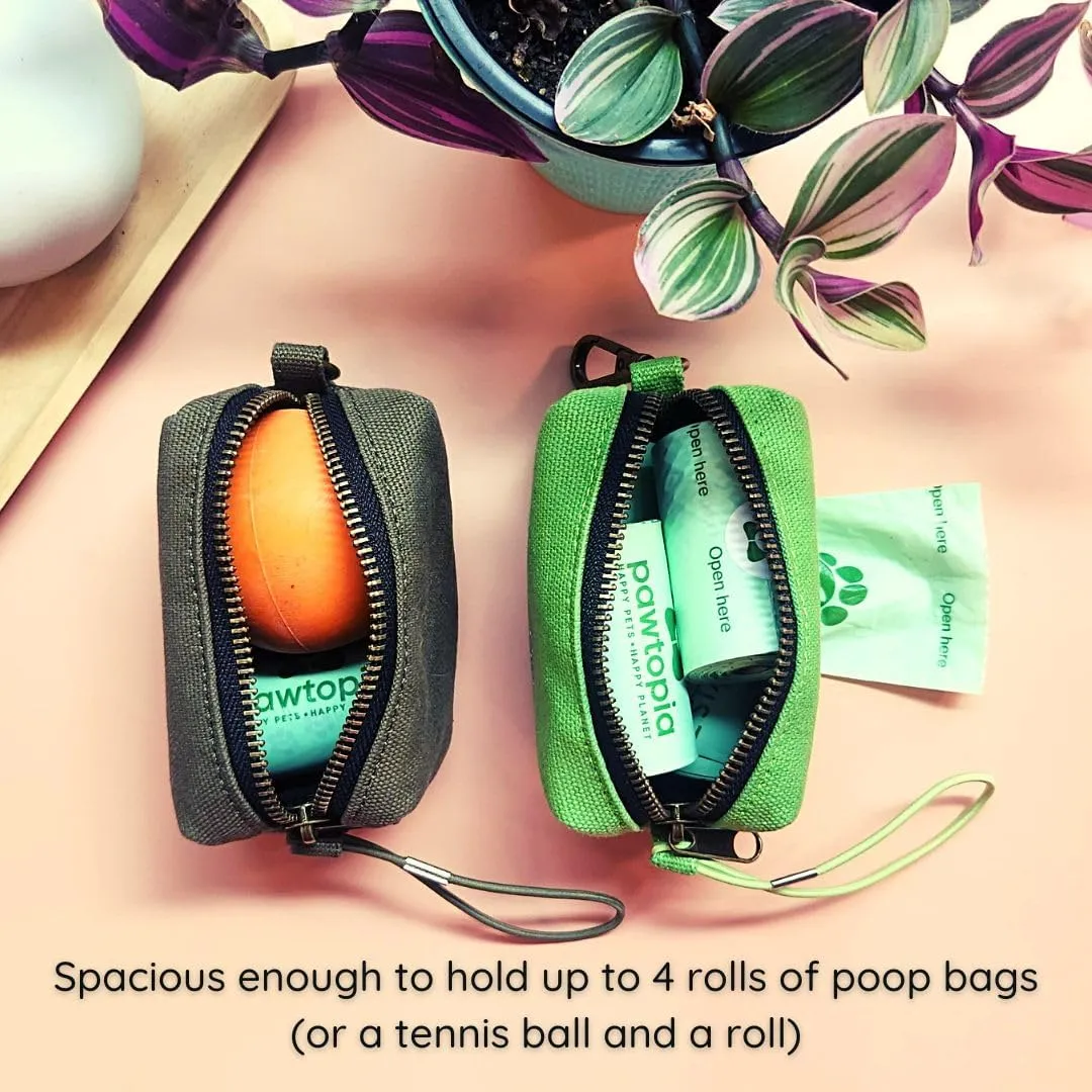 Pawtria Bundle Product of 120 Pet Waste Bags and 1 Canvas Dispenser (Pink), Vegetable Starches, Eco-friendly Dog Waste Bags, Leak proof, Easy to Open, Give Back, Fabric poop bag holder