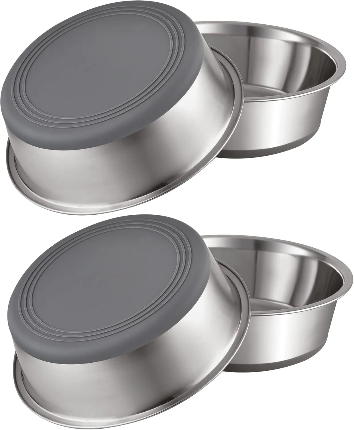 PEGYY11 Nonslip Stainless Steel Dog Cat Bowls, 2 US Cup, 4 Count