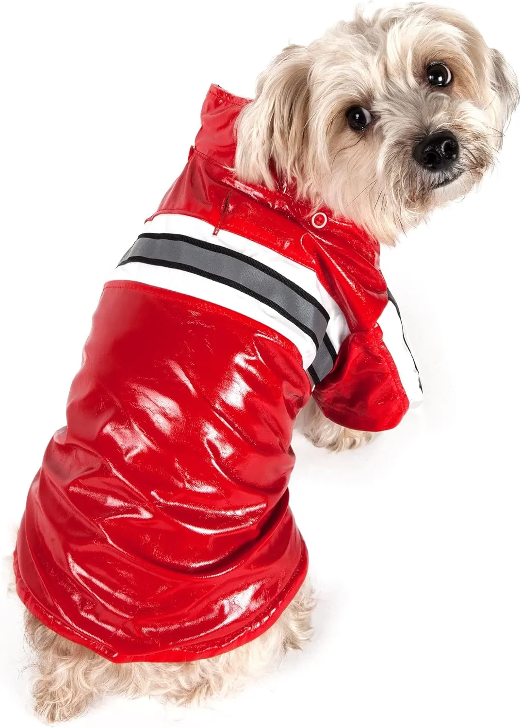 Pet Life  Reflecta-Glow PVC Dog Raincoat - Reflective and Waterproof Dog Coat with Reversible Polar Fleece - Adjustable Pet Raincoat Dog Jacket on All 4 Sleeves with Removable Hood