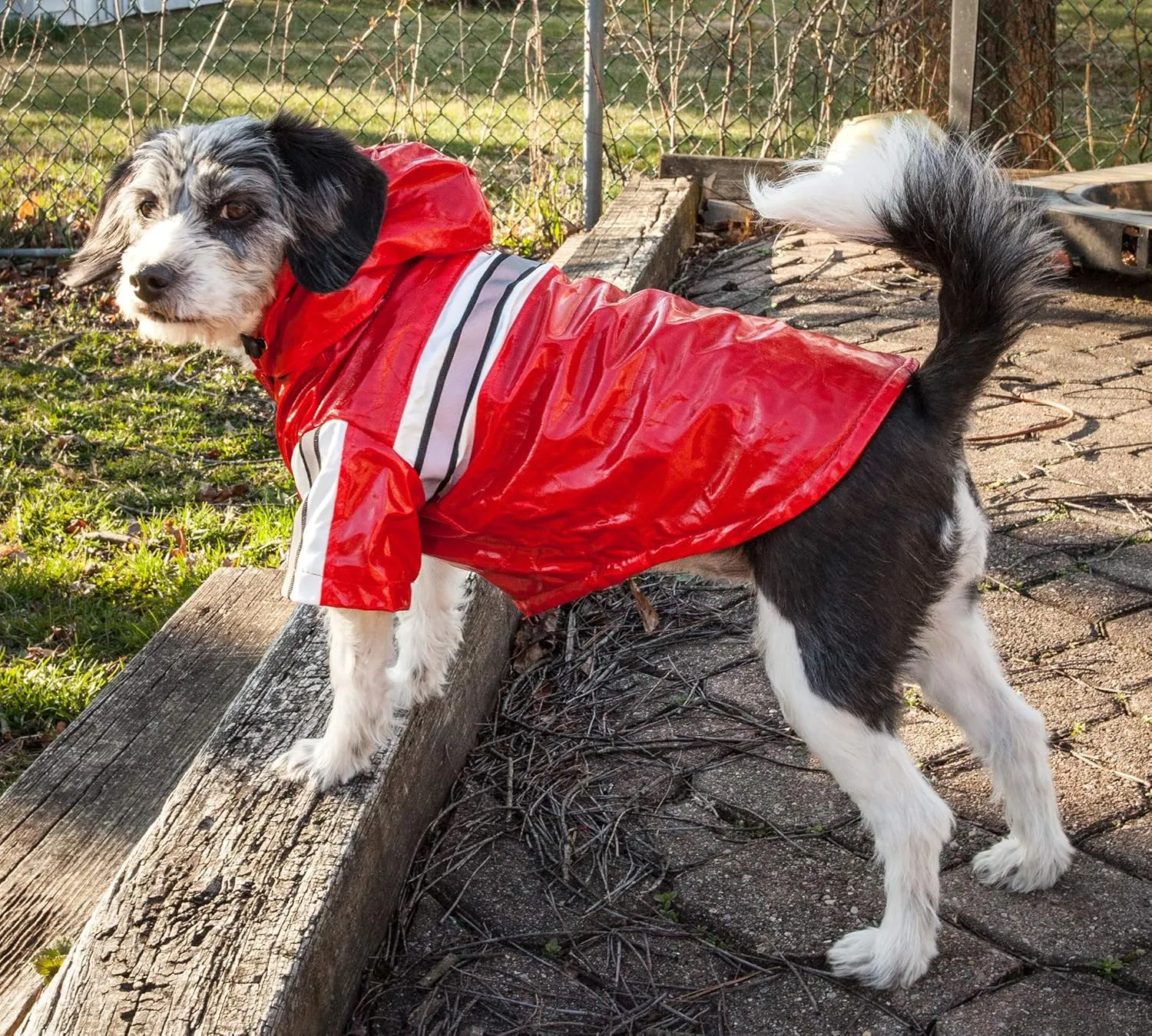 Pet Life  Reflecta-Glow PVC Dog Raincoat - Reflective and Waterproof Dog Coat with Reversible Polar Fleece - Adjustable Pet Raincoat Dog Jacket on All 4 Sleeves with Removable Hood