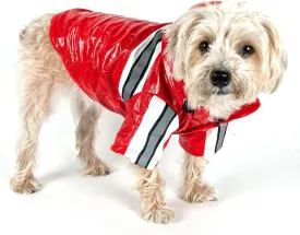 Pet Life  Reflecta-Glow PVC Dog Raincoat - Reflective and Waterproof Dog Coat with Reversible Polar Fleece - Adjustable Pet Raincoat Dog Jacket on All 4 Sleeves with Removable Hood