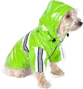 Pet Life  Reflecta-Glow PVC Dog Raincoat - Reflective and Waterproof Dog Coat with Reversible Polar Fleece - Adjustable Pet Raincoat Dog Jacket on All 4 Sleeves with Removable Hood