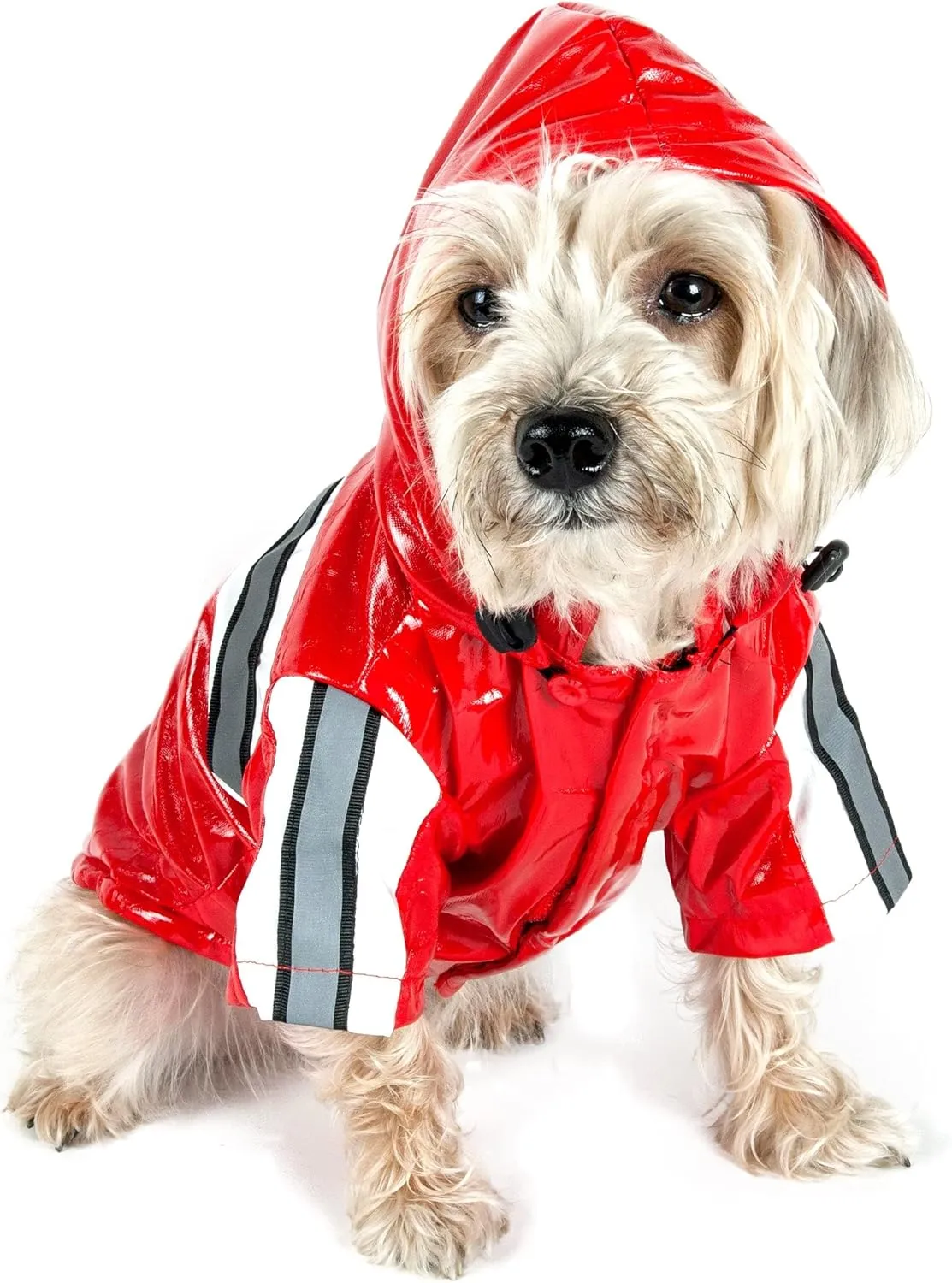 Pet Life  Reflecta-Glow PVC Dog Raincoat - Reflective and Waterproof Dog Coat with Reversible Polar Fleece - Adjustable Pet Raincoat Dog Jacket on All 4 Sleeves with Removable Hood