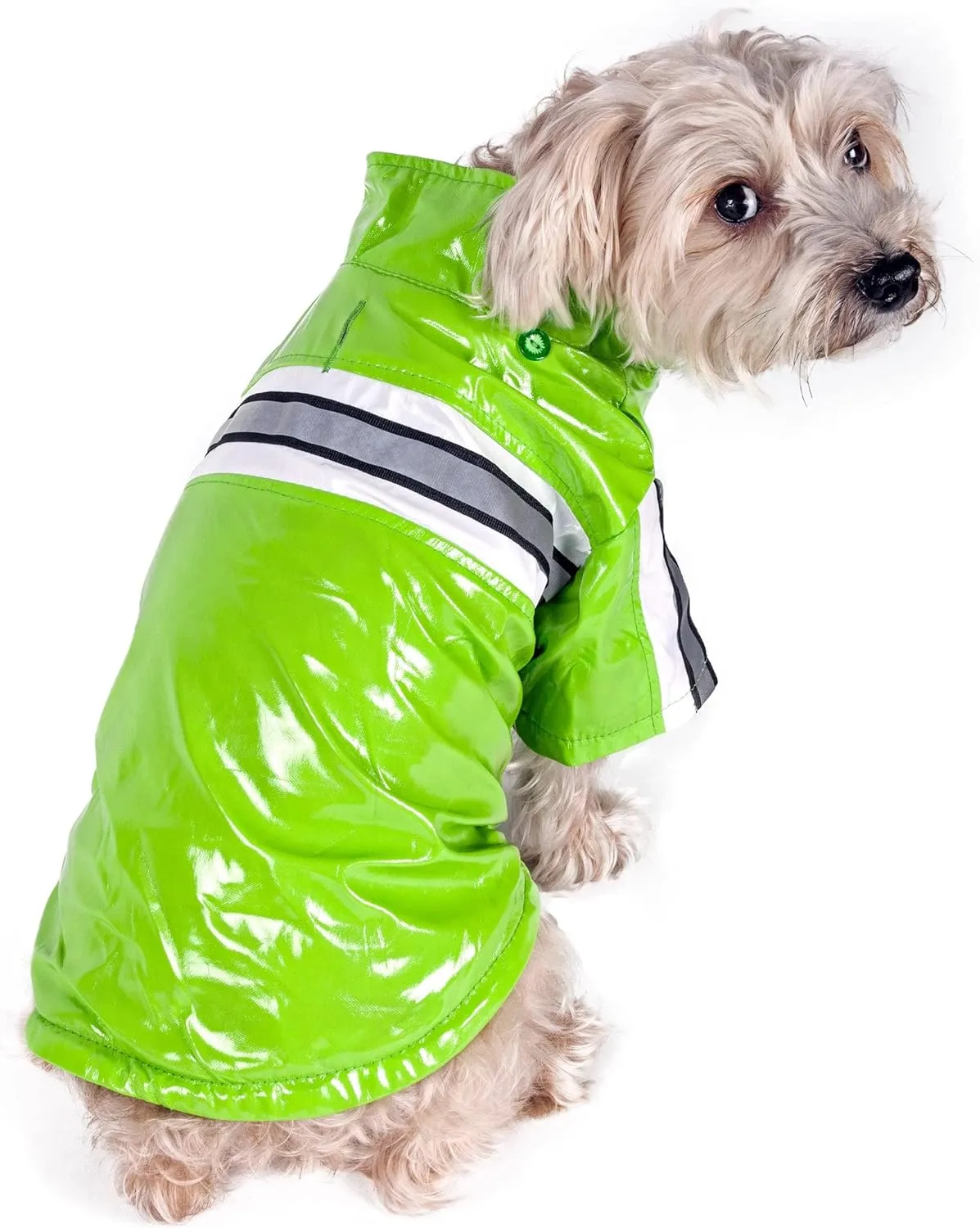 Pet Life  Reflecta-Glow PVC Dog Raincoat - Reflective and Waterproof Dog Coat with Reversible Polar Fleece - Adjustable Pet Raincoat Dog Jacket on All 4 Sleeves with Removable Hood