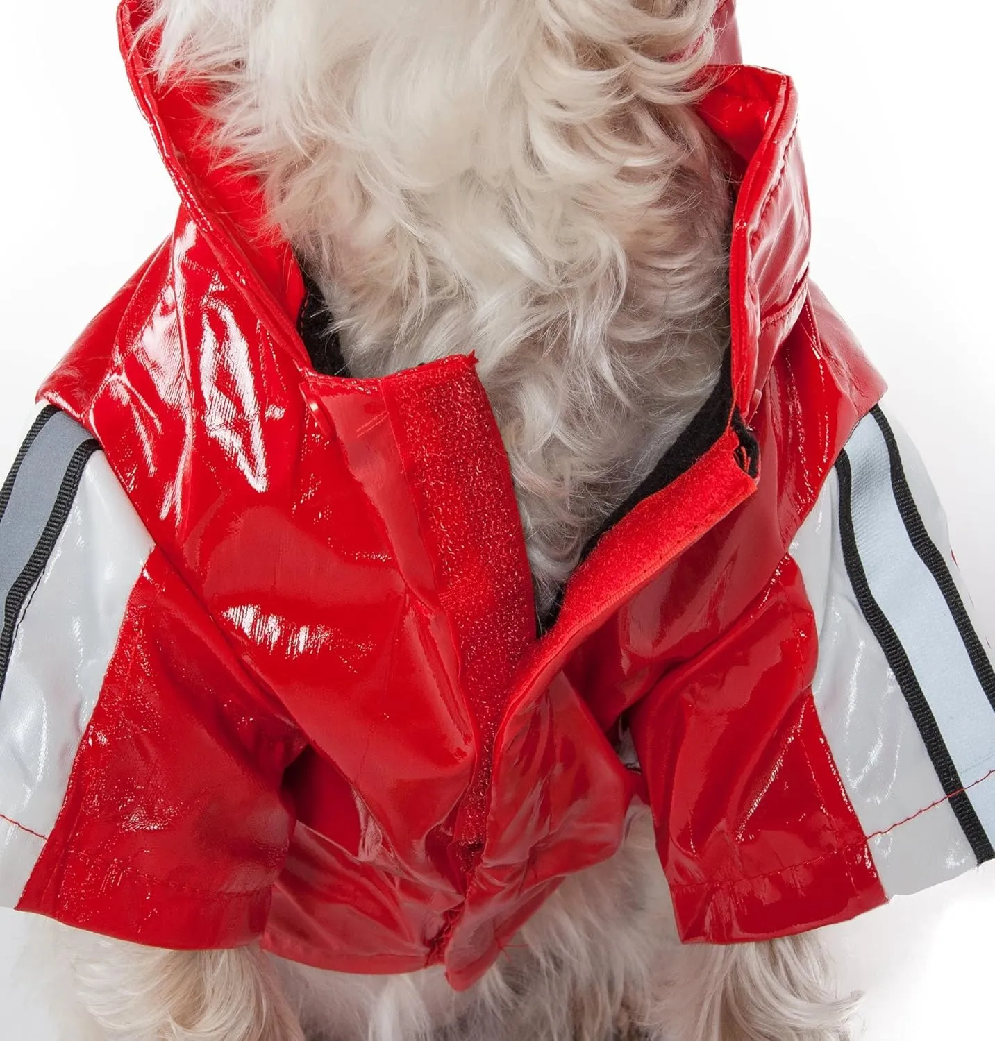 Pet Life  Reflecta-Glow PVC Dog Raincoat - Reflective and Waterproof Dog Coat with Reversible Polar Fleece - Adjustable Pet Raincoat Dog Jacket on All 4 Sleeves with Removable Hood