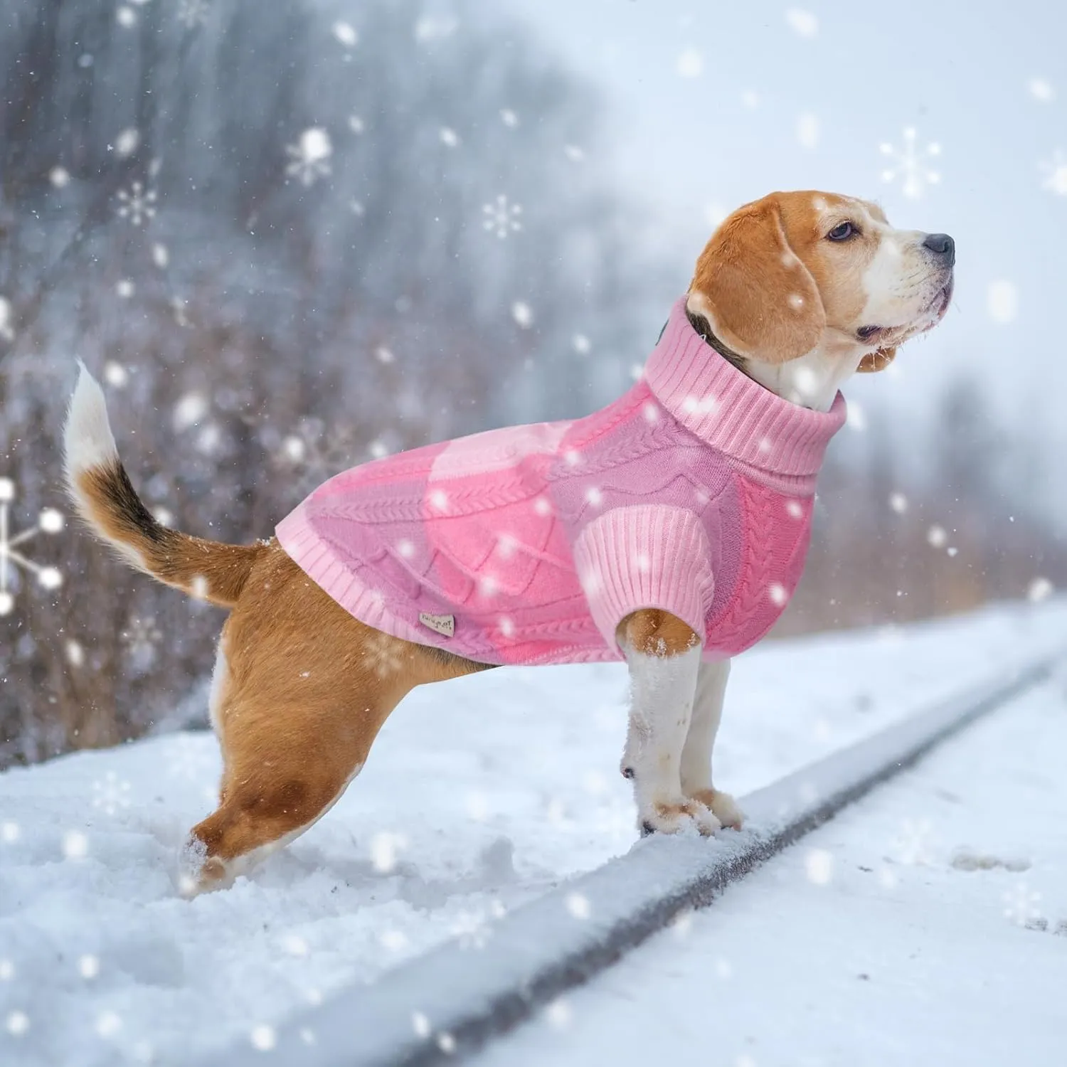 Pet Sweaters,Turtleneck Pullover Dog Sweater,Pet Sweaters for Dogs,Pet Clothes,Pet Clothing,Suitable for All Types of Dogs and Most Seasons (Pink Group, S)