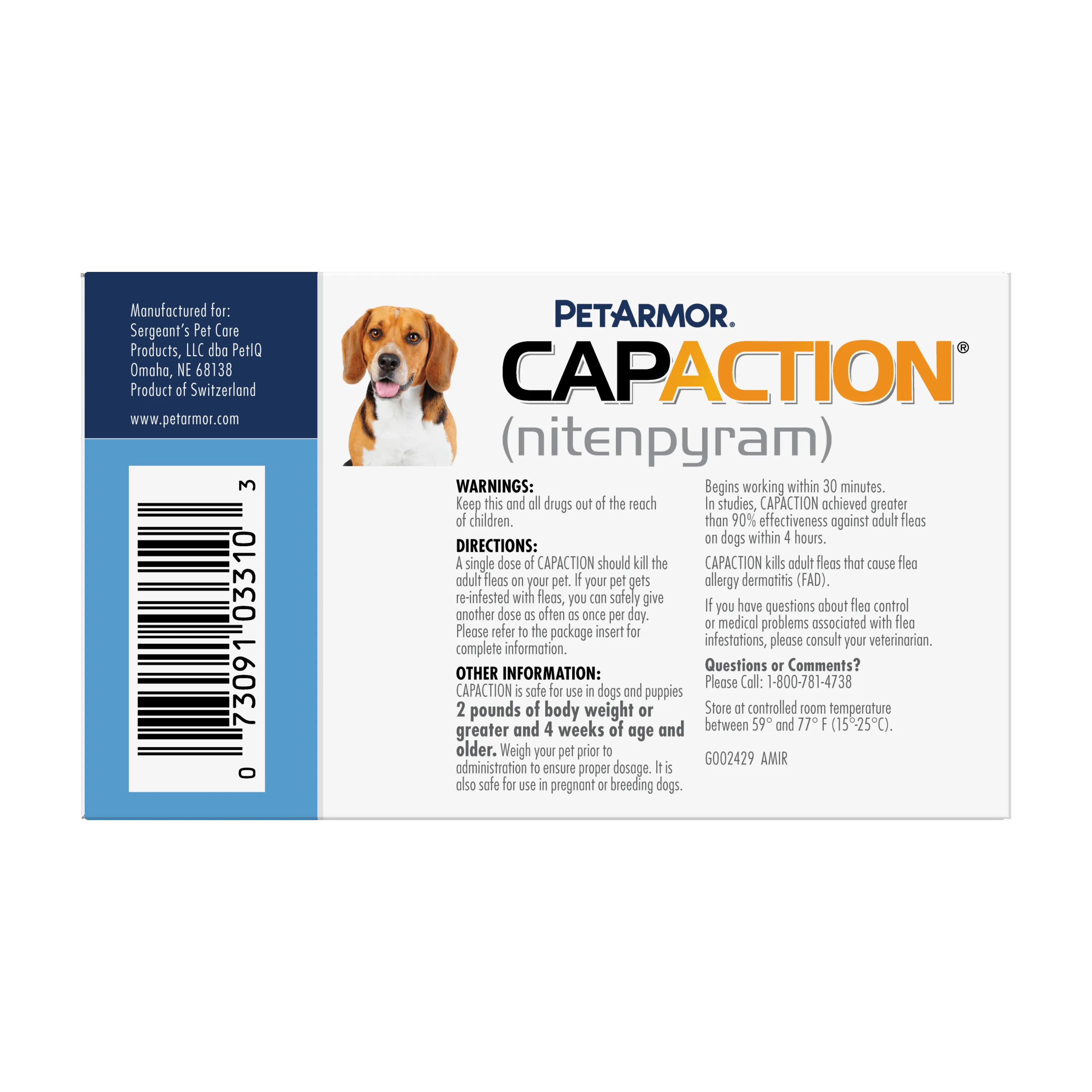Petarmor Capaction Fast-Acting Oral Flea Treatment for Small Dogs