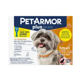 PETARMOR Plus for Small Dogs 5-22 lbs, Flea & Tick Prevention for Dogs, 6-Month Supply
