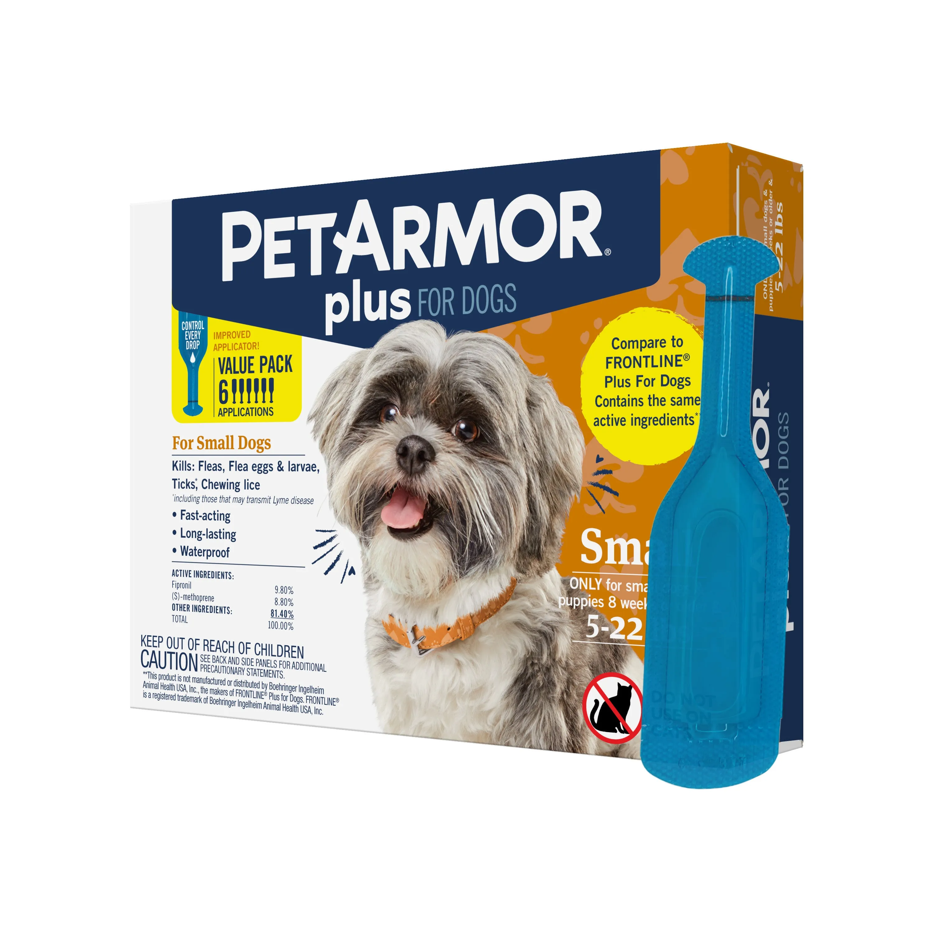 PETARMOR Plus for Small Dogs 5-22 lbs, Flea & Tick Prevention for Dogs, 6-Month Supply