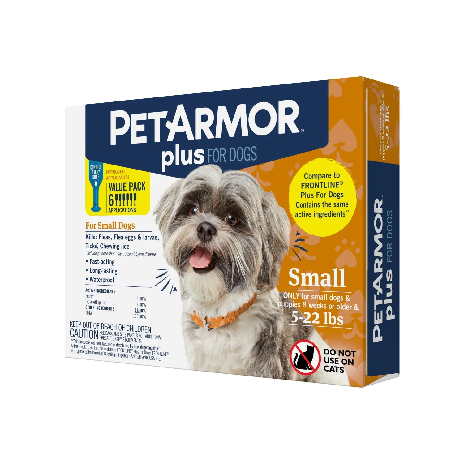 PETARMOR Plus for Small Dogs 5-22 lbs, Flea & Tick Prevention for Dogs, 6-Month Supply