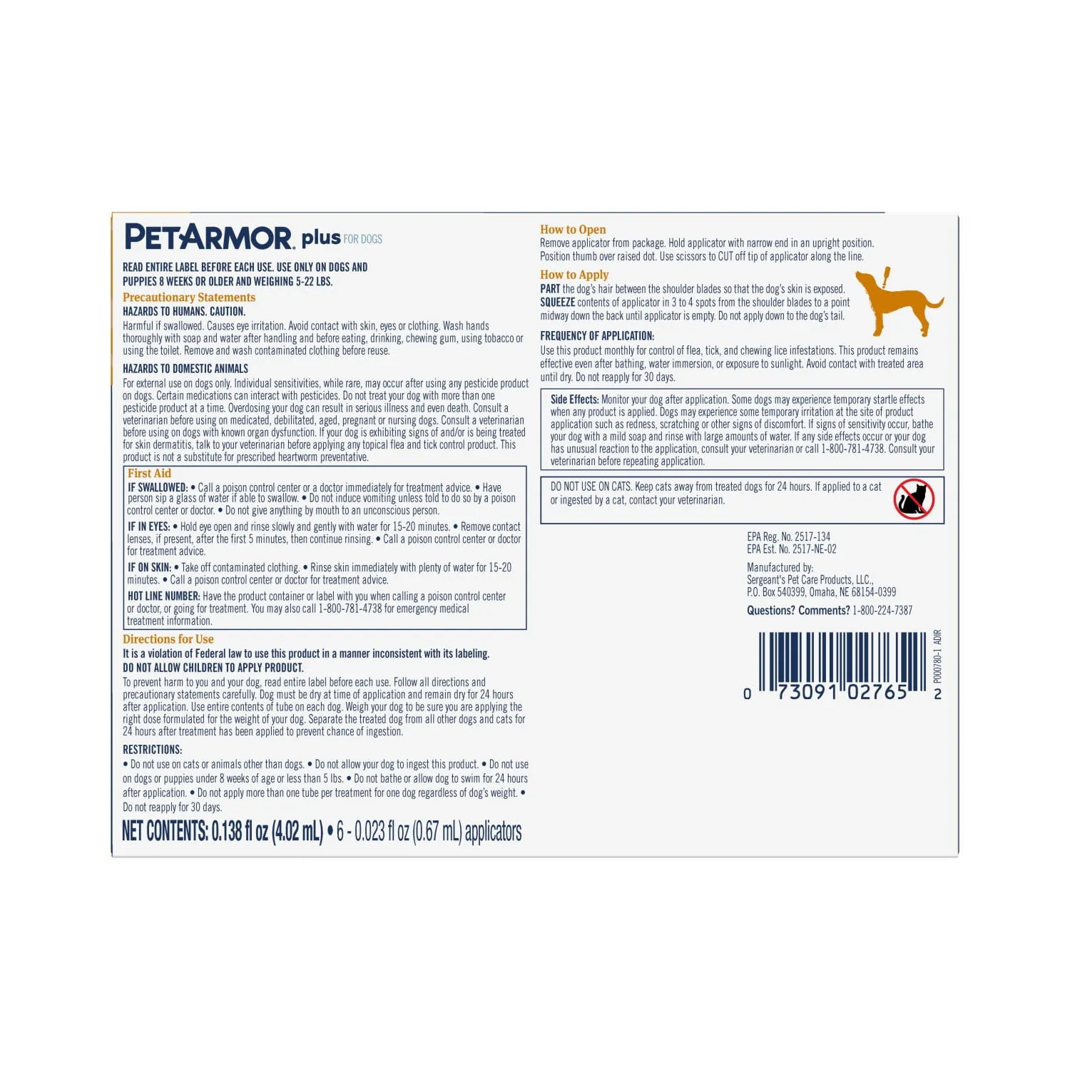 PETARMOR Plus for Small Dogs 5-22 lbs, Flea & Tick Prevention for Dogs, 6-Month Supply