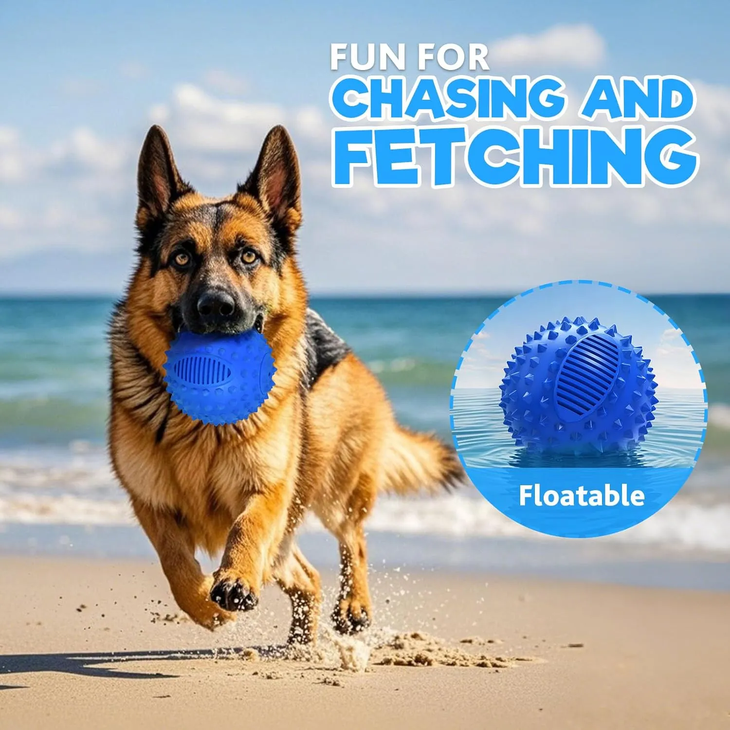 petizer 4" Squeaky Dog Balls for Aggressive Chewers, Durable Interactive Spiky Ball for Teething, Indestructible Rubber Dog Chew Toys, Tough Pet Toys for Small, Medium & Large Breeds