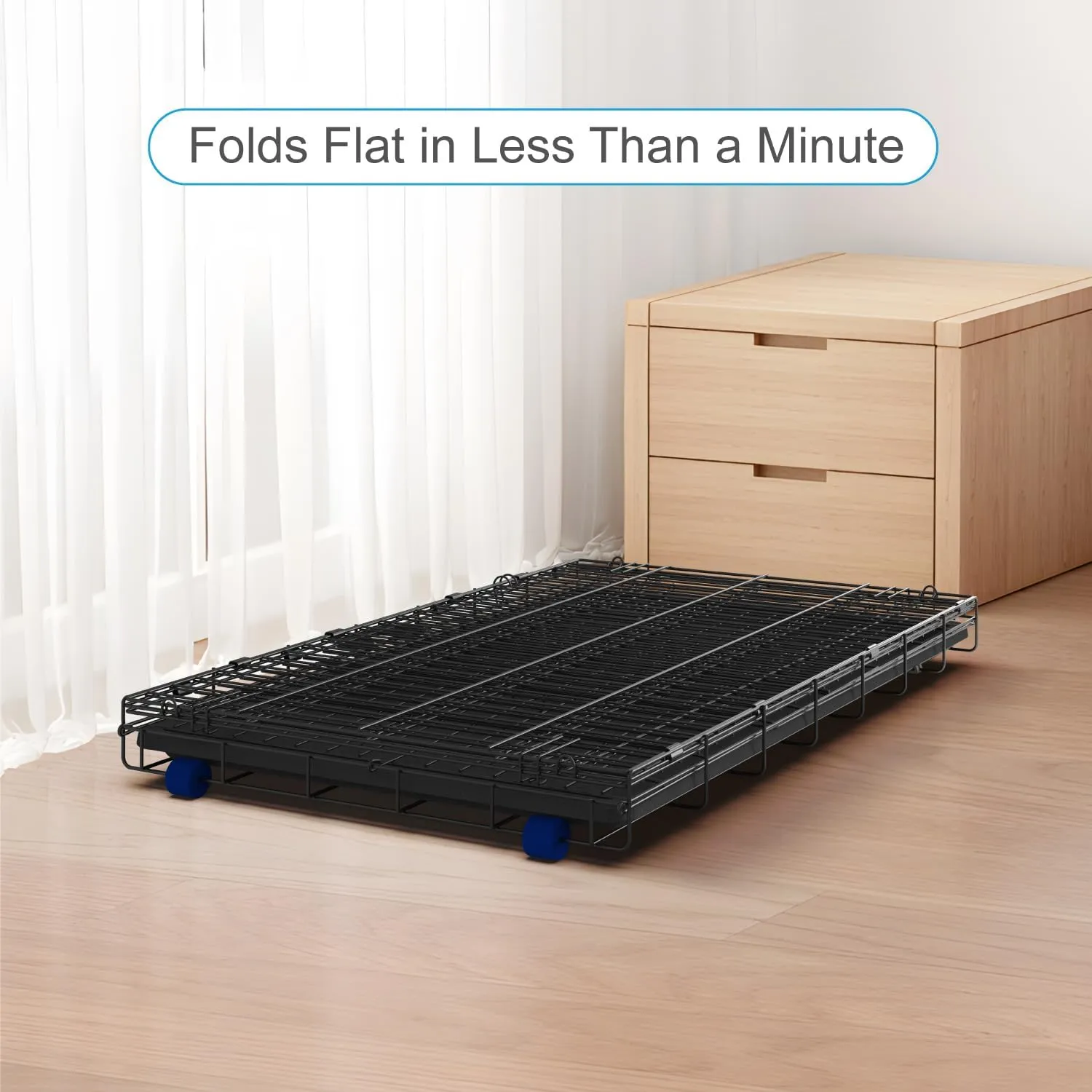 PETS TUFF Great CRATES 42 X-Large Dog Crate - Heavy-Duty Dog Kennel with Divider Panel for Pets 65-85lbs - Durable Leaf-Proof Tray - Foldable, Carry Handle & Wheels for Easy Moving
