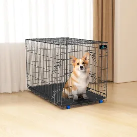 PETS TUFF Great CRATES 42 X-Large Dog Crate - Heavy-Duty Dog Kennel with Divider Panel for Pets 65-85lbs - Durable Leaf-Proof Tray - Foldable, Carry Handle & Wheels for Easy Moving