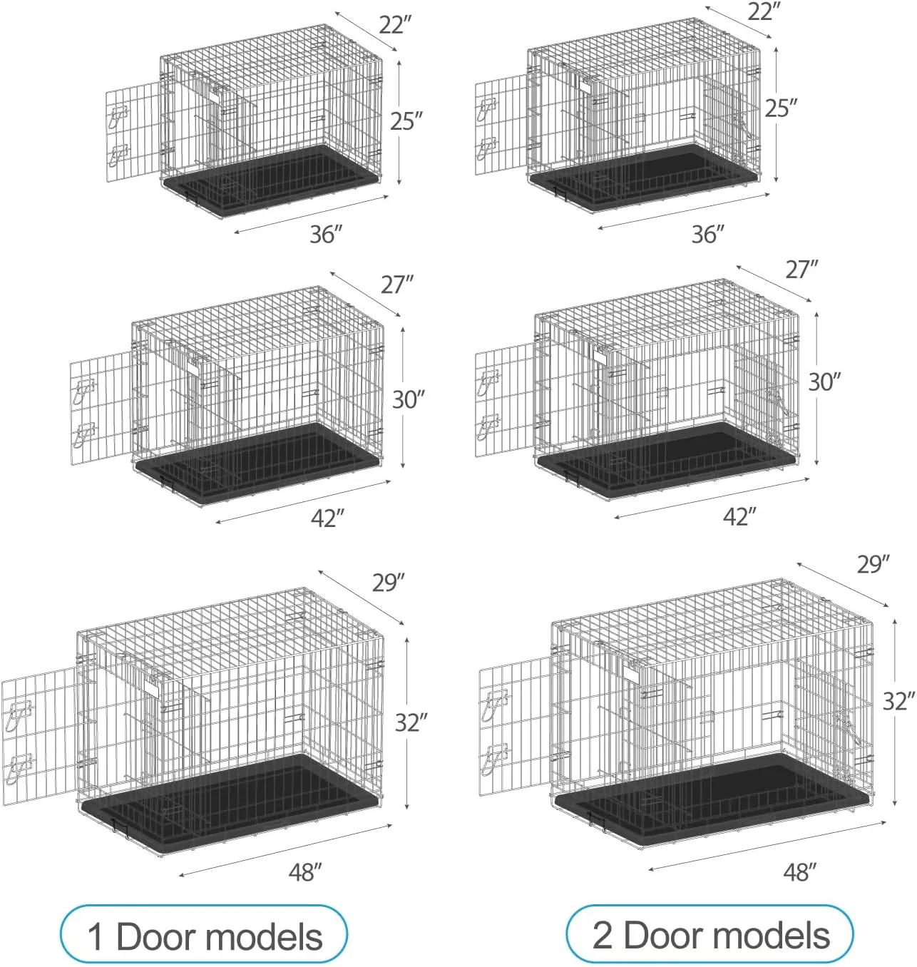 PETS TUFF Great CRATES 42 X-Large Dog Crate - Heavy-Duty Dog Kennel with Divider Panel for Pets 65-85lbs - Durable Leaf-Proof Tray - Foldable, Carry Handle & Wheels for Easy Moving
