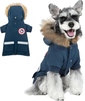 PINA Small Dog Coats - Waterproof & Warm Winter Jacket with Faux Fur Hood & Pocket