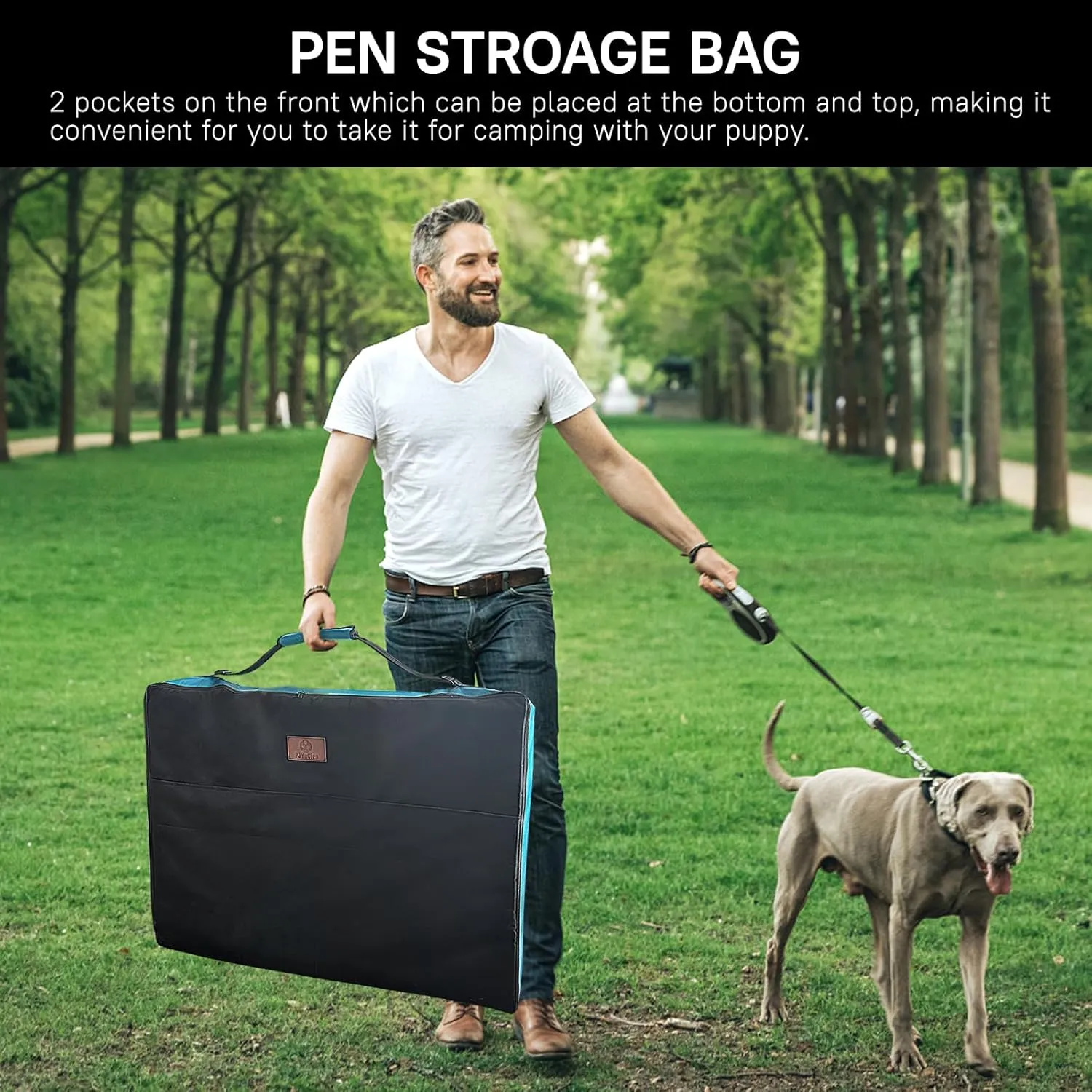 PJYuCien Dog Playpen Outdoor Plus Storage Bag24" H 8 Panels Puppy Pen with Square Bottom & Top Cover,Heavy Duty Dog Fence for Camping