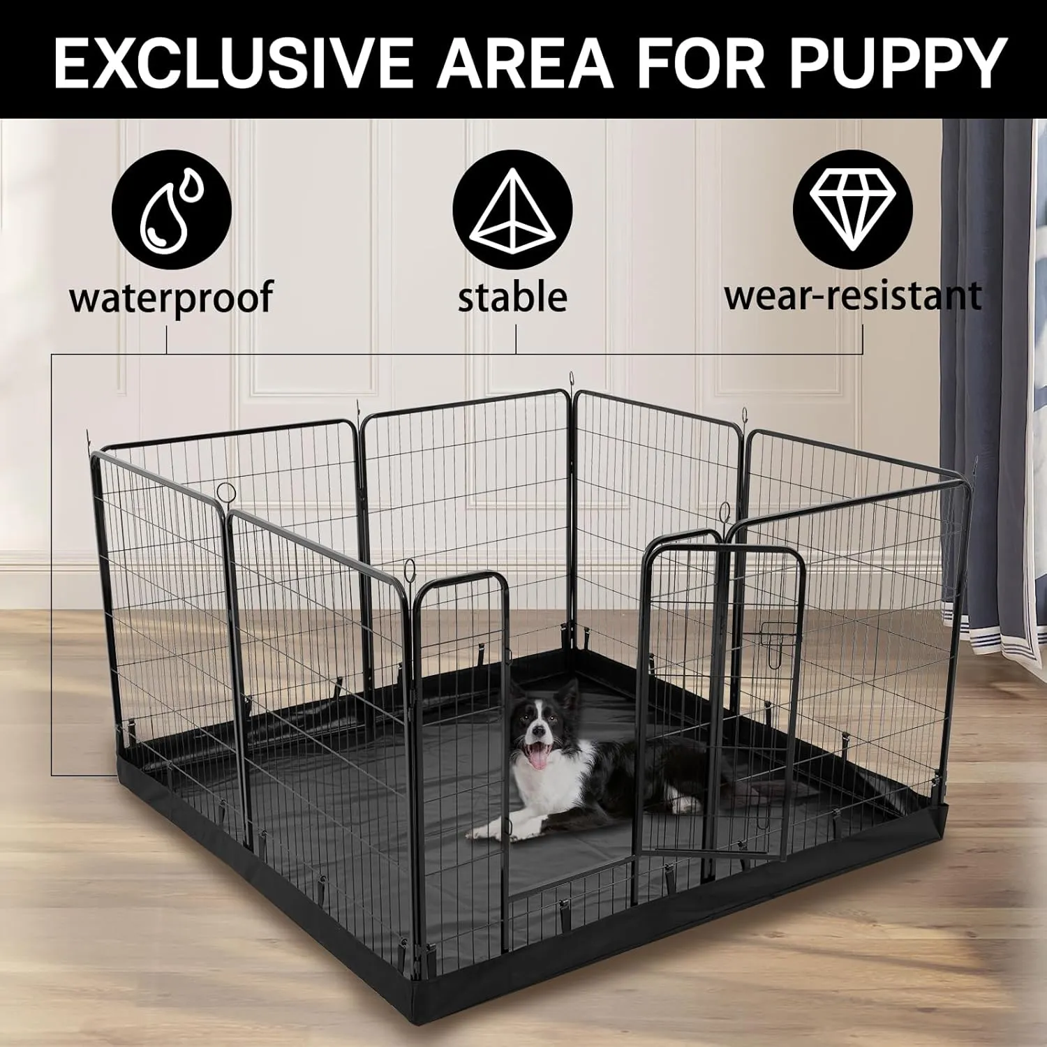 PJYuCien Dog Playpen Plus Storage Bag32" H 8 Panels Puppy Pen with Square Bottom,Heavy Duty Dog Fence for Puppies/Small Dogs