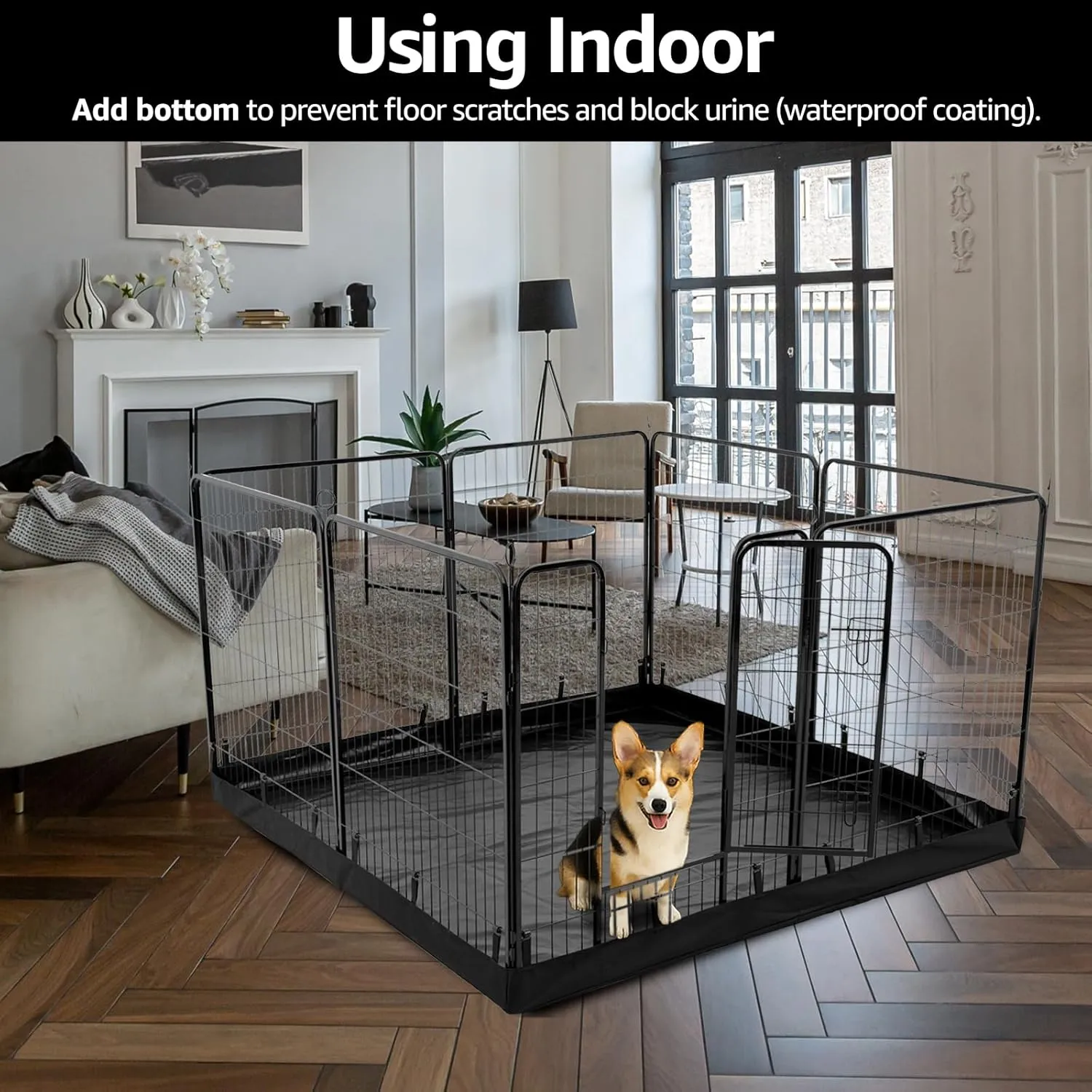 PJYuCien Dog Playpen Plus Storage Bag32" H 8 Panels Puppy Pen with Square Bottom,Heavy Duty Dog Fence for Puppies/Small Dogs
