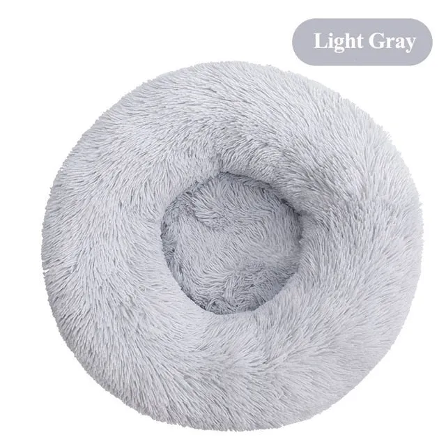Plush Round Self Warming Lounger and Pet Beds for Dogs and Cats